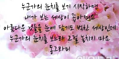 좋은글 아름다운 것들을 눈에 담기도 벅찬 세상인데